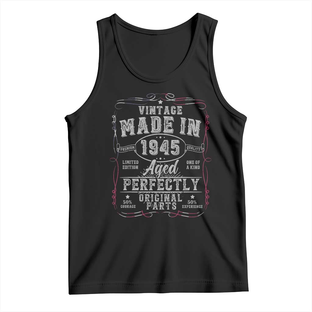 Vintage 1945 Tank Top Aged Perfectly 80th Birthday Gift American Flag TS10 Black Print Your Wear