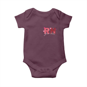 Personalized Registered Nurse Baby Onesie Custom Name Cute Nurse Gift Valentines Day Heart TS10 Maroon Print Your Wear