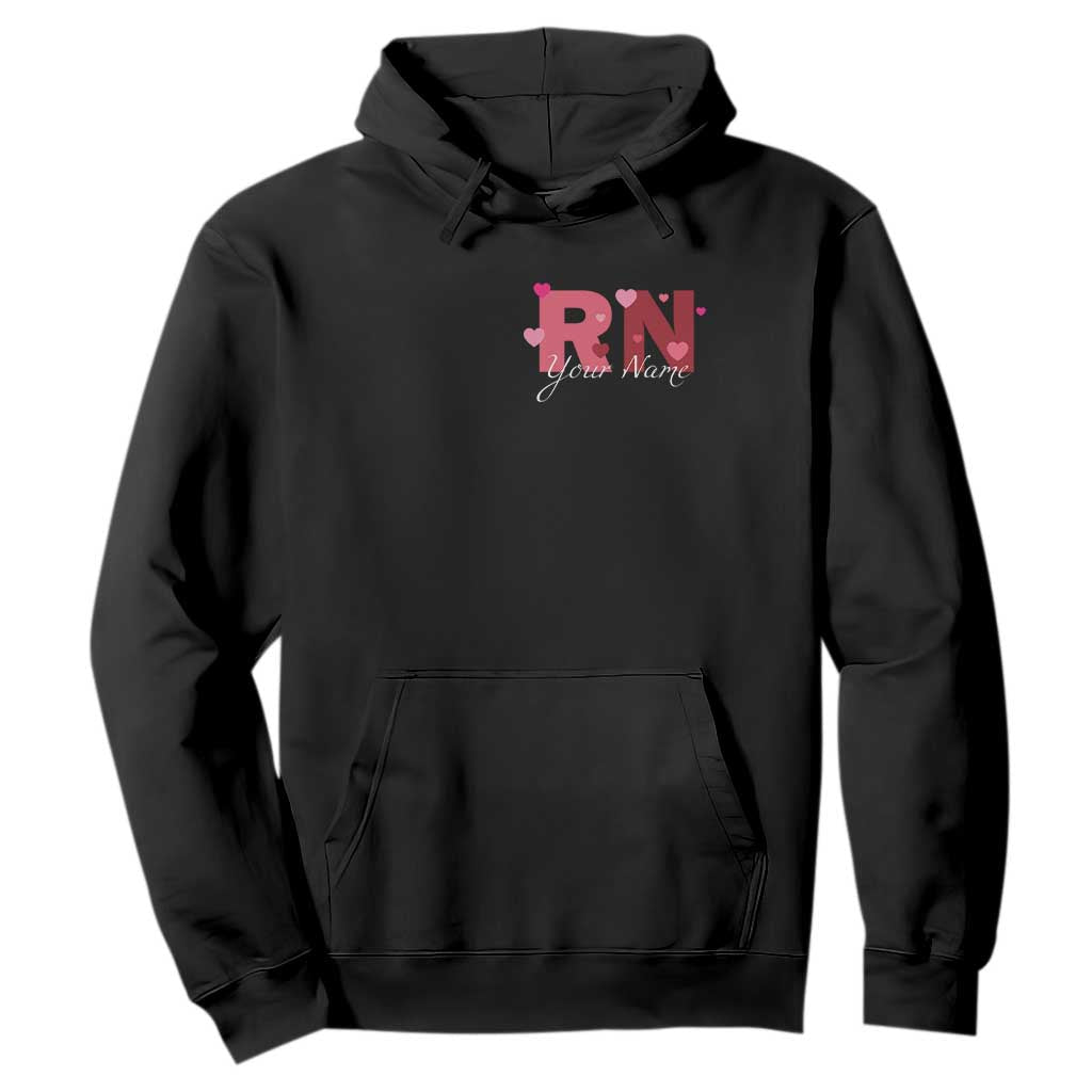 Personalized Registered Nurse Hoodie Custom Name Cute Nurse Gift Valentines Day Heart TS10 Black Print Your Wear