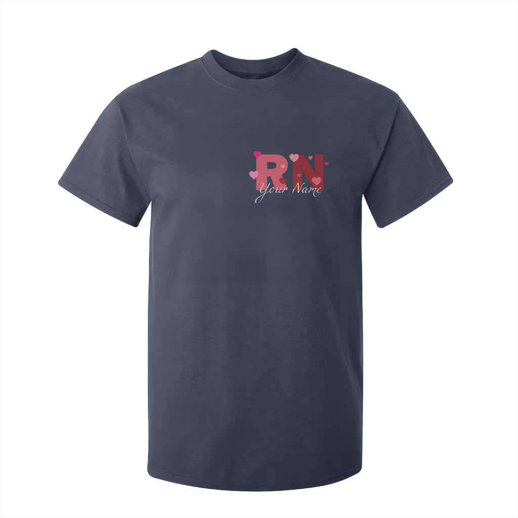 Personalized Registered Nurse T Shirt For Kid Custom Name Cute Nurse Gift Valentines Day Heart TS10 Navy Print Your Wear