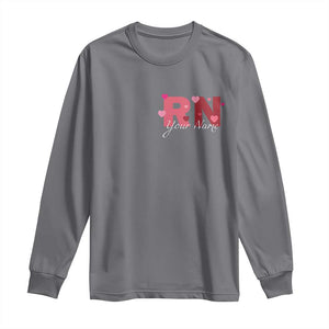 Personalized Registered Nurse Long Sleeve Shirt Custom Name Cute Nurse Gift Valentines Day Heart TS10 Charcoal Print Your Wear