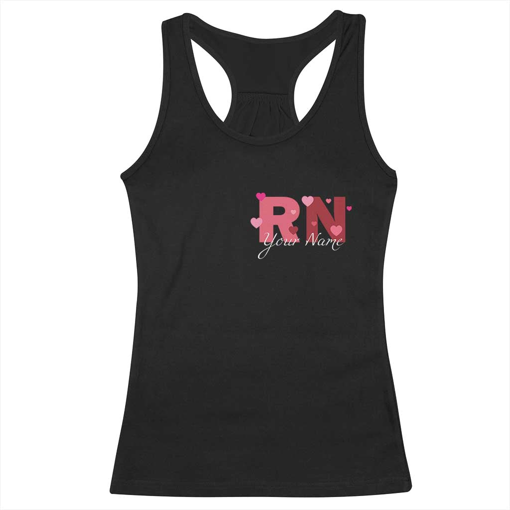 Personalized Registered Nurse Racerback Tank Top Custom Name Cute Nurse Gift Valentines Day Heart TS10 Black Print Your Wear