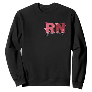 Personalized Registered Nurse Sweatshirt Custom Name Cute Nurse Gift Valentines Day Heart TS10 Black Print Your Wear