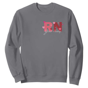 Personalized Registered Nurse Sweatshirt Custom Name Cute Nurse Gift Valentines Day Heart TS10 Charcoal Print Your Wear