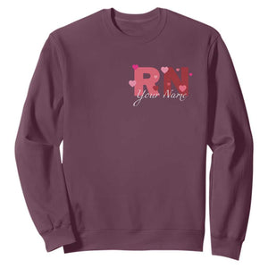 Personalized Registered Nurse Sweatshirt Custom Name Cute Nurse Gift Valentines Day Heart TS10 Maroon Print Your Wear