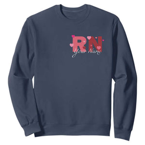 Personalized Registered Nurse Sweatshirt Custom Name Cute Nurse Gift Valentines Day Heart TS10 Navy Print Your Wear