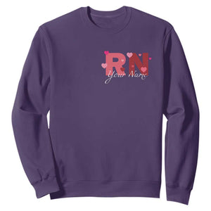 Personalized Registered Nurse Sweatshirt Custom Name Cute Nurse Gift Valentines Day Heart TS10 Purple Print Your Wear