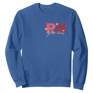 Personalized Registered Nurse Sweatshirt Custom Name Cute Nurse Gift Valentines Day Heart TS10 Royal Blue Print Your Wear