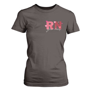 Personalized Registered Nurse T Shirt For Women Custom Name Cute Nurse Gift Valentines Day Heart TS10 Dark Chocolate Print Your Wear