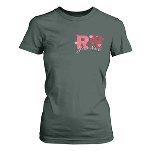 Personalized Registered Nurse T Shirt For Women Custom Name Cute Nurse Gift Valentines Day Heart TS10 Dark Forest Green Print Your Wear