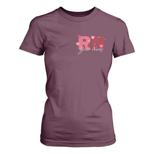 Personalized Registered Nurse T Shirt For Women Custom Name Cute Nurse Gift Valentines Day Heart TS10 Maroon Print Your Wear