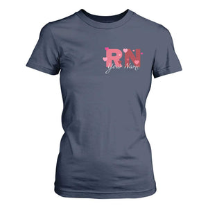 Personalized Registered Nurse T Shirt For Women Custom Name Cute Nurse Gift Valentines Day Heart TS10 Navy Print Your Wear