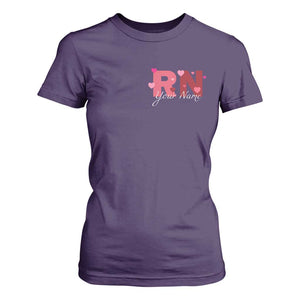 Personalized Registered Nurse T Shirt For Women Custom Name Cute Nurse Gift Valentines Day Heart TS10 Purple Print Your Wear