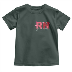 Personalized Registered Nurse Toddler T Shirt Custom Name Cute Nurse Gift Valentines Day Heart TS10 Dark Forest Green Print Your Wear