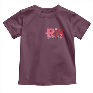 Personalized Registered Nurse Toddler T Shirt Custom Name Cute Nurse Gift Valentines Day Heart TS10 Maroon Print Your Wear