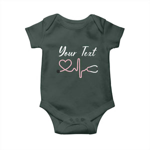 Personalized Nurse Baby Onesie Custom Name Nurse Gift Heartbeat Valentines Day Heart TS10 Dark Forest Green Print Your Wear