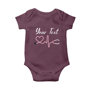 Personalized Nurse Baby Onesie Custom Name Nurse Gift Heartbeat Valentines Day Heart TS10 Maroon Print Your Wear