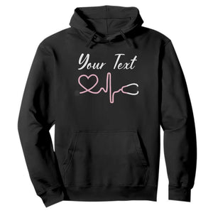 Personalized Nurse Hoodie Custom Name Nurse Gift Heartbeat Valentines Day Heart TS10 Black Print Your Wear