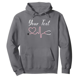 Personalized Nurse Hoodie Custom Name Nurse Gift Heartbeat Valentines Day Heart TS10 Charcoal Print Your Wear