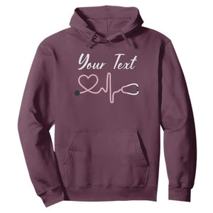 Personalized Nurse Hoodie Custom Name Nurse Gift Heartbeat Valentines Day Heart TS10 Maroon Print Your Wear