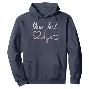 Personalized Nurse Hoodie Custom Name Nurse Gift Heartbeat Valentines Day Heart TS10 Navy Print Your Wear