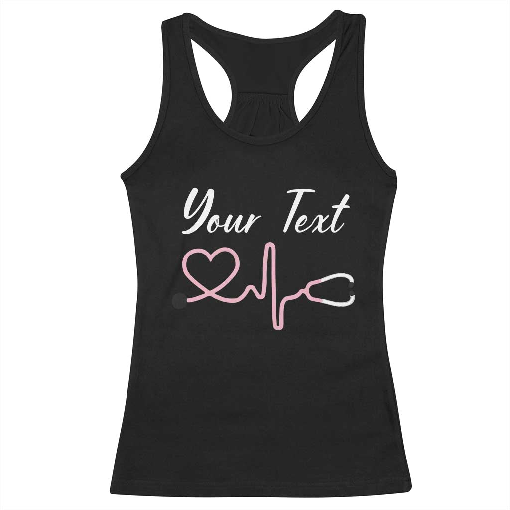 Personalized Nurse Racerback Tank Top Custom Name Nurse Gift Heartbeat Valentines Day Heart TS10 Black Print Your Wear