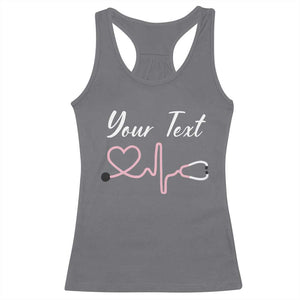 Personalized Nurse Racerback Tank Top Custom Name Nurse Gift Heartbeat Valentines Day Heart TS10 Charcoal Print Your Wear