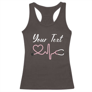 Personalized Nurse Racerback Tank Top Custom Name Nurse Gift Heartbeat Valentines Day Heart TS10 Dark Chocolate Print Your Wear