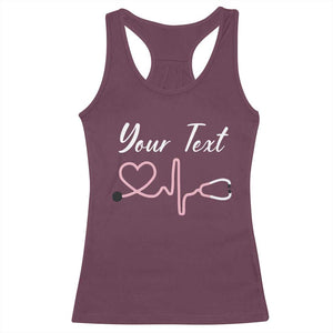 Personalized Nurse Racerback Tank Top Custom Name Nurse Gift Heartbeat Valentines Day Heart TS10 Maroon Print Your Wear