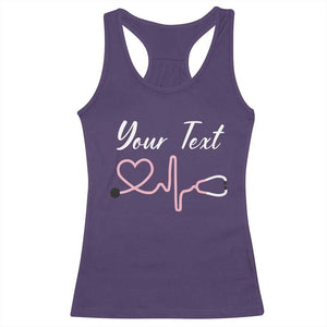 Personalized Nurse Racerback Tank Top Custom Name Nurse Gift Heartbeat Valentines Day Heart TS10 Purple Print Your Wear