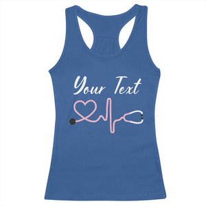 Personalized Nurse Racerback Tank Top Custom Name Nurse Gift Heartbeat Valentines Day Heart TS10 Royal Blue Print Your Wear