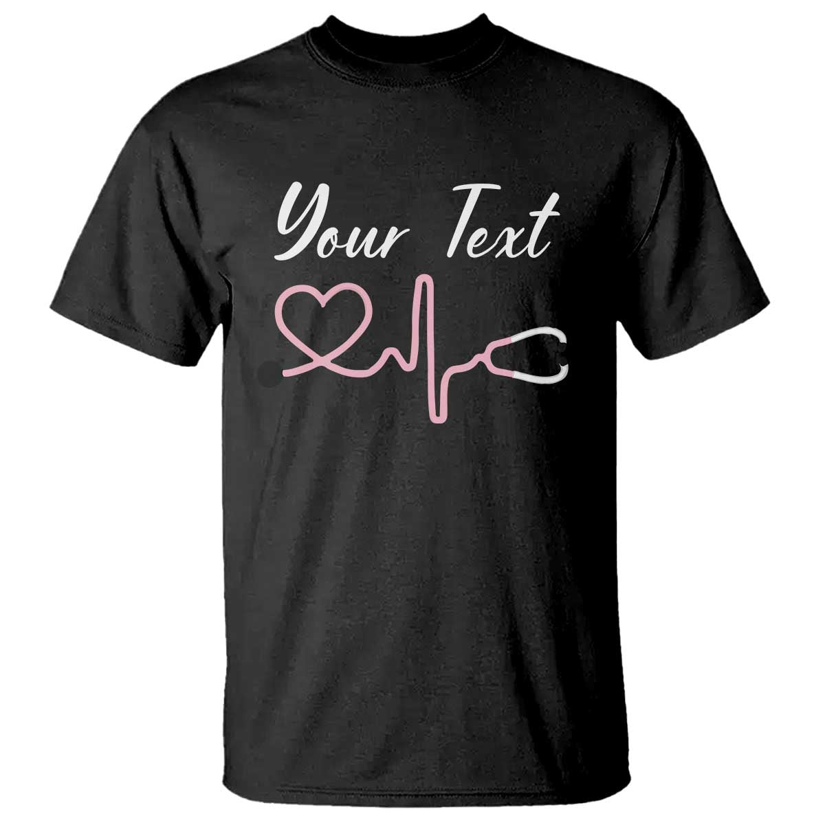 Personalized Nurse T Shirt Custom Name Nurse Gift Heartbeat Valentines Day Heart TS10 Black Print Your Wear