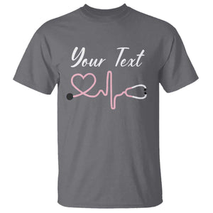 Personalized Nurse T Shirt Custom Name Nurse Gift Heartbeat Valentines Day Heart TS10 Charcoal Print Your Wear