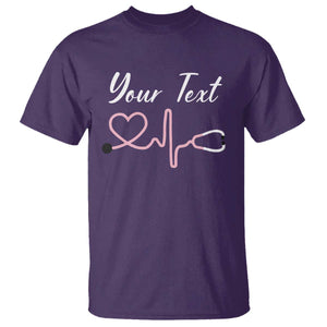 Personalized Nurse T Shirt Custom Name Nurse Gift Heartbeat Valentines Day Heart TS10 Purple Print Your Wear