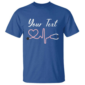 Personalized Nurse T Shirt Custom Name Nurse Gift Heartbeat Valentines Day Heart TS10 Royal Blue Print Your Wear