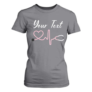 Personalized Nurse T Shirt For Women Custom Name Nurse Gift Heartbeat Valentines Day Heart TS10 Charcoal Print Your Wear