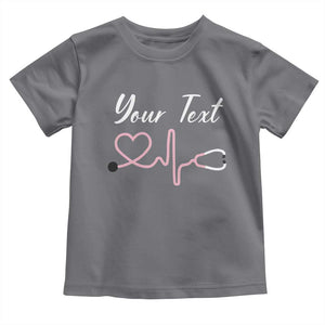 Personalized Nurse Toddler T Shirt Custom Name Nurse Gift Heartbeat Valentines Day Heart TS10 Charcoal Print Your Wear