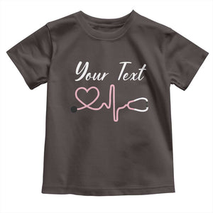 Personalized Nurse Toddler T Shirt Custom Name Nurse Gift Heartbeat Valentines Day Heart TS10 Dark Chocolate Print Your Wear