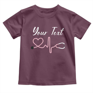 Personalized Nurse Toddler T Shirt Custom Name Nurse Gift Heartbeat Valentines Day Heart TS10 Maroon Print Your Wear