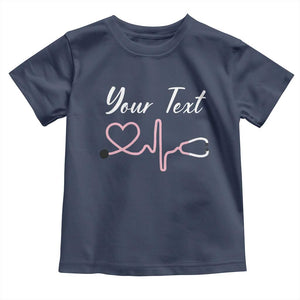 Personalized Nurse Toddler T Shirt Custom Name Nurse Gift Heartbeat Valentines Day Heart TS10 Navy Print Your Wear