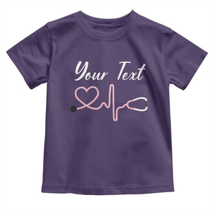 Personalized Nurse Toddler T Shirt Custom Name Nurse Gift Heartbeat Valentines Day Heart TS10 Purple Print Your Wear