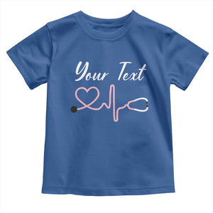 Personalized Nurse Toddler T Shirt Custom Name Nurse Gift Heartbeat Valentines Day Heart TS10 Royal Blue Print Your Wear