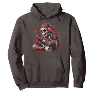 Valentine Skeleton Gamer Hoodie Video Gaming Kids Boys TS10 Dark Chocolate Print Your Wear