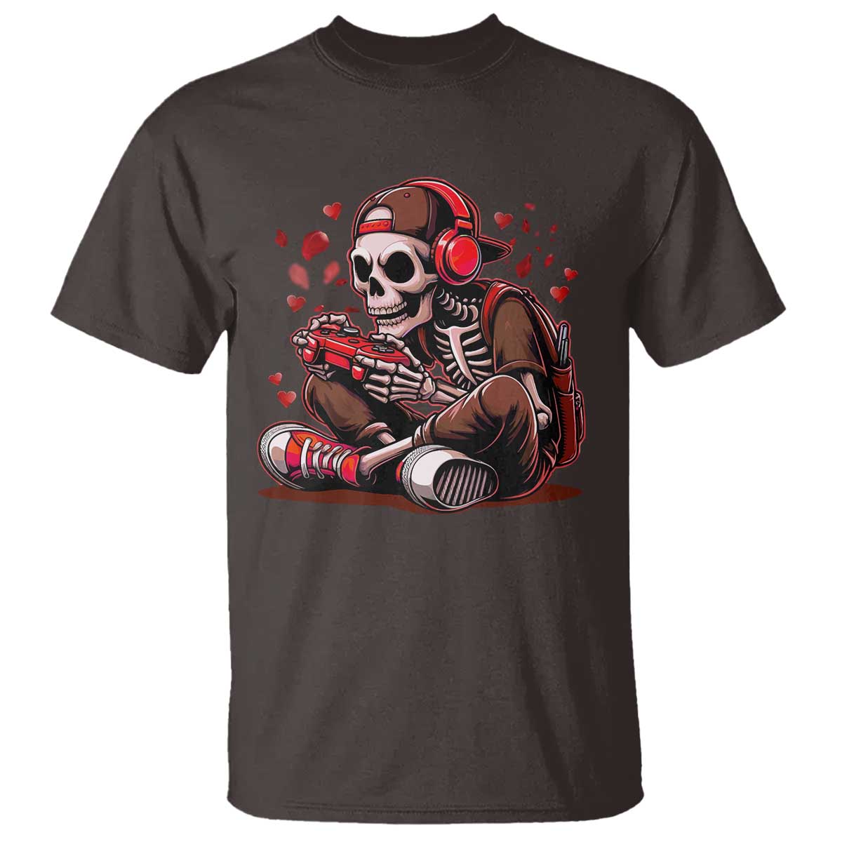 Valentine Skeleton Gamer T Shirt Video Gaming Kids Boys TS10 Dark Chocolate Print Your Wear