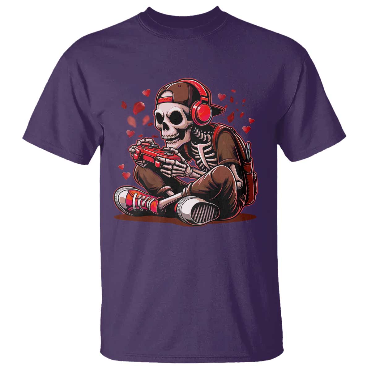 Valentine Skeleton Gamer T Shirt Video Gaming Kids Boys TS10 Purple Print Your Wear