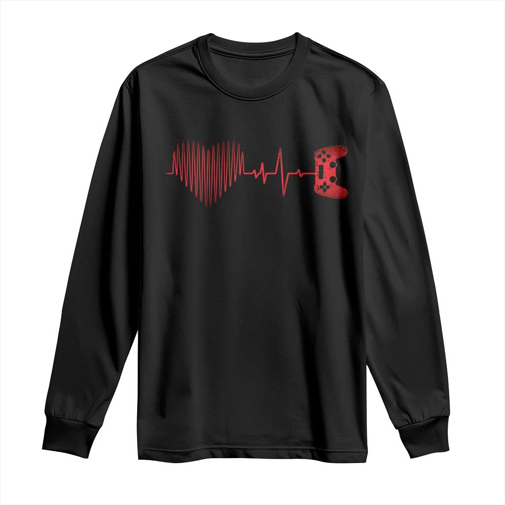 Valentine Gamer Long Sleeve Shirt Heartbeat Video Games Gaming Boys TS10 Black Print Your Wear