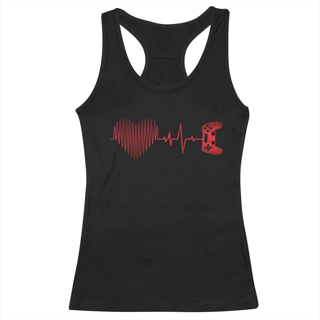 Valentine Gamer Racerback Tank Top Heartbeat Video Games Gaming Boys TS10 Black Print Your Wear