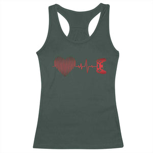 Valentine Gamer Racerback Tank Top Heartbeat Video Games Gaming Boys TS10 Dark Forest Green Print Your Wear