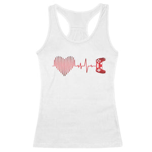 Valentine Gamer Racerback Tank Top Heartbeat Video Games Gaming Boys TS10 White Print Your Wear