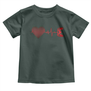 Valentine Gamer Toddler T Shirt Heartbeat Video Games Gaming Boys TS10 Dark Forest Green Print Your Wear